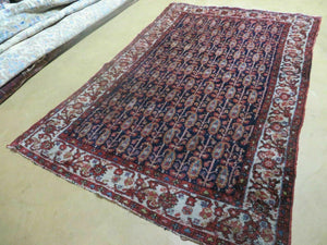 4' X 6' Antique Handmade Turkish Sivas Wool Rug Vegetable Organic Dye Nice Blue