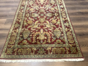 Indo Persian Mahal Rug 4x6, Floral Allover Pattern, Maroon