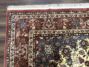 Persian Rug 8x10, Sino Persian Floral Medallion Carpet, Traditional Wool Area Rug, Cream and Brick Red, Fine 210 KPSI