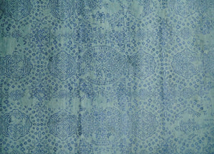9x12 Fine Hand Knotted Blue and Teal Traditional Vintage Persian Style Antique Wool Rug | AGR33