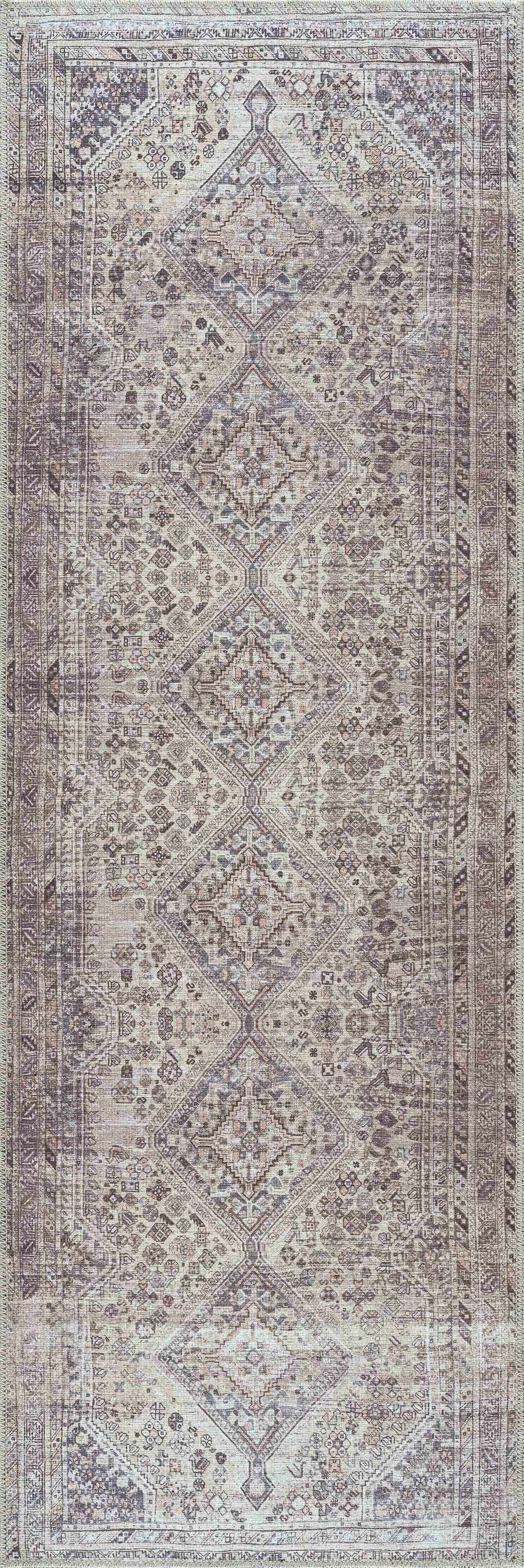 Barny Tan Washable 7ft Runner Rug