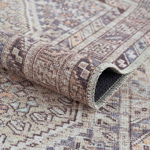 Barny Tan Washable 7ft Runner Rug