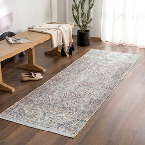 Barny Tan Washable 7ft Runner Rug
