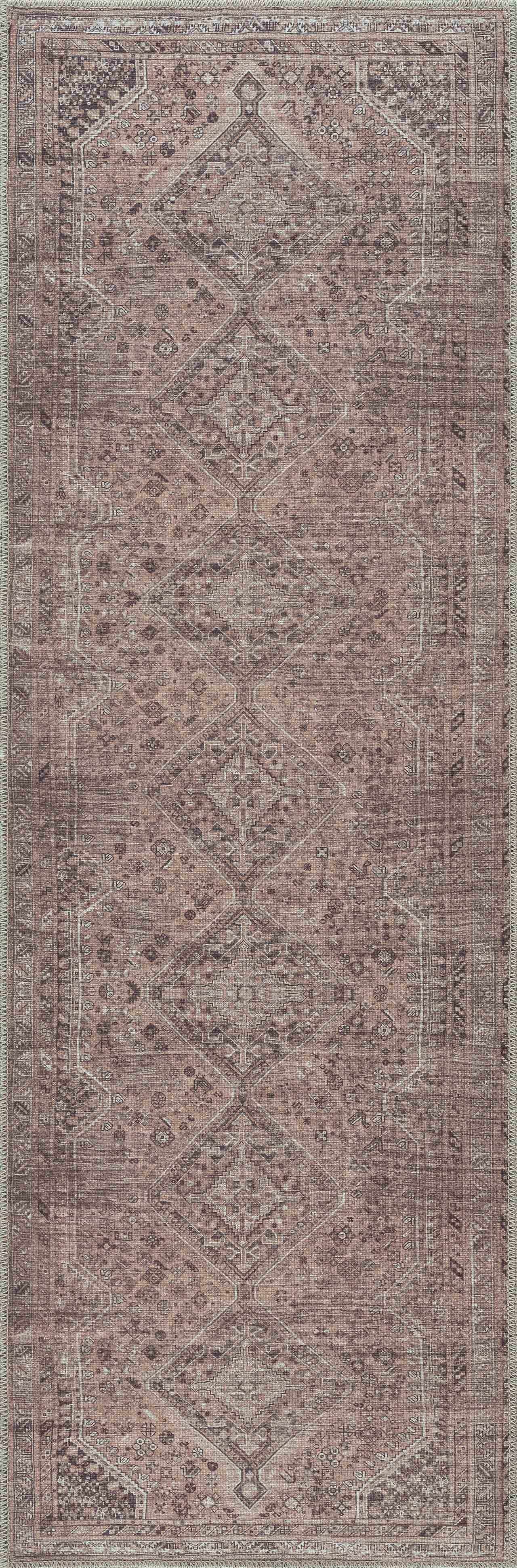 Barny Brown Washable 7ft Runner Rug