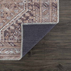 Barny Brown Washable 7ft Runner Rug