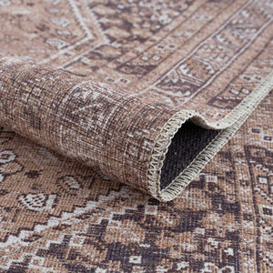 Barny Brown Washable 7ft Runner Rug