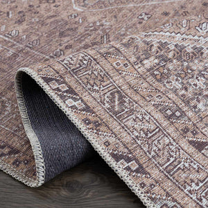 Barny Brown Washable 7ft Runner Rug