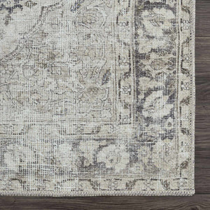 Haile Cream & Green Washable 7ft Runner Rug