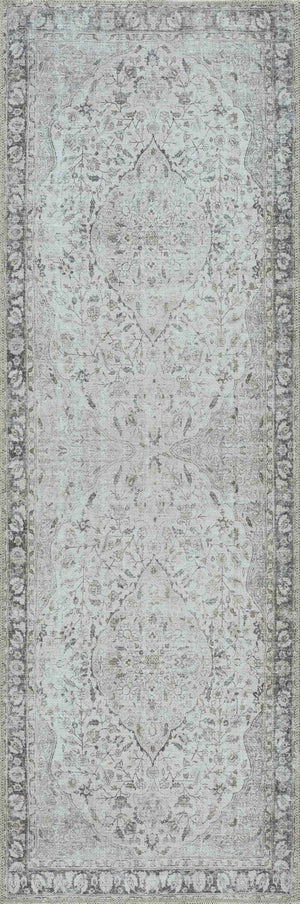 Haile Cream & Green Washable 7ft Runner Rug