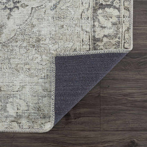 Haile Cream & Green Washable 7ft Runner Rug