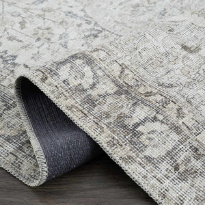 Haile Cream & Green Washable 7ft Runner Rug