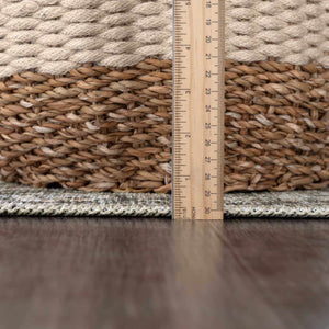 Haile Cream & Green Washable 7ft Runner Rug