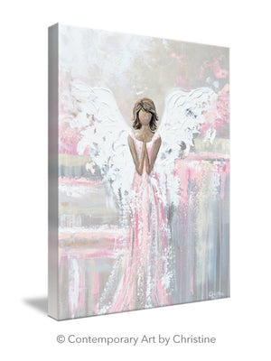 SPECIAL RELEASE GICLEE PRINT "She's With You" Abstract Angel Painting Guardian Angel Pink