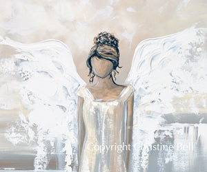 "Bringing Peace and Love" GICLEE PRINT Abstract Angel Painting Elegant Guardian Angel
