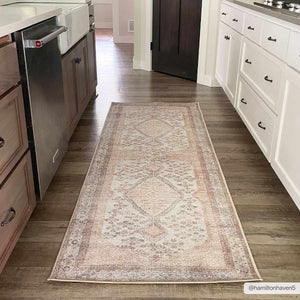 Analu Peach Washable Runner Rug
