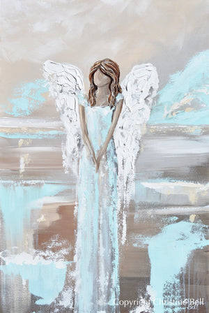 "Found Hope" GICLEE PRINT Abstract Angel Painting Elegant Guardian Angel Blue White
