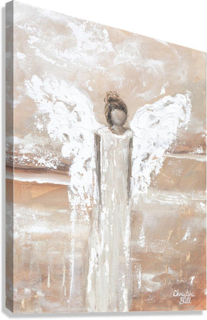 "She Bestows Strength" GICLEE PRINT, Angel Painting, Modern Neutral Guardian Angel