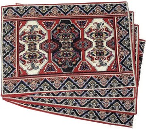 DaDalogy Set of 4-Pieces Majestic Kilim Red Persian Rug Woven Tapestry Placemats 13” x 19” (18195)