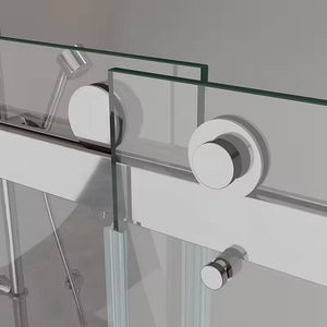 60''W X 76'' H Double Sliding Frameless Shower Door with Clear Glass
