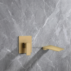 Waterfall Wall-mount pressure balance Bath Tub Filler Faucet Brushed Gold