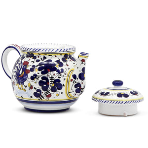 ORVIETO BLUE ROOSTER: Teapot (6 Cups - 48 Fl Oz - 1.4 Liter)