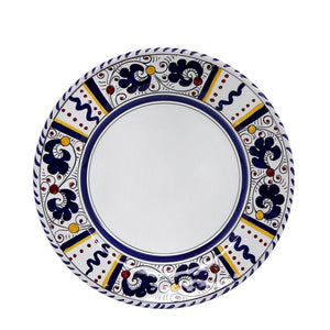 ORVIETO BLUE ROOSTER: Pasta/Soup Rimmed Bowl Plate - White Center