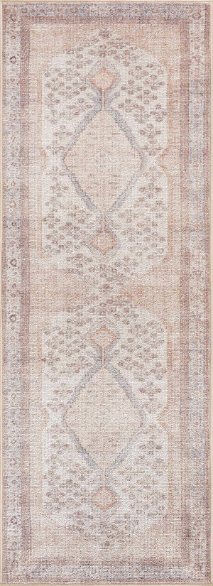 Analu Peach Washable Runner Rug