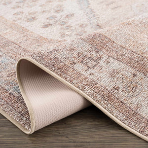 Analu Peach Washable Runner Rug