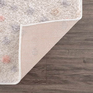 Cansu Pink & Cream Dotted Runner Rug