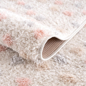 Cansu Pink & Cream Dotted Runner Rug