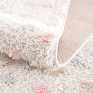 Cansu Pink & Cream Dotted Runner Rug