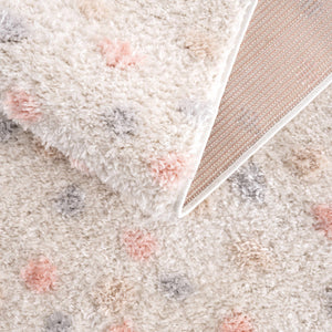Cansu Pink & Cream Dotted Runner Rug