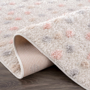 Cansu Pink & Cream Dotted Runner Rug