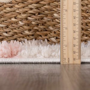 Cansu Pink & Cream Dotted Runner Rug