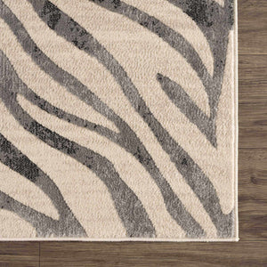 Gray Ecorse Zebra Print 7ft Runner Rug