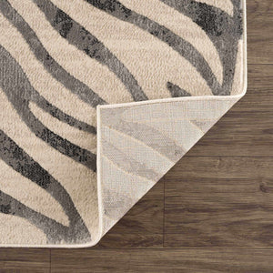 Gray Ecorse Zebra Print 7ft Runner Rug