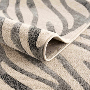 Gray Ecorse Zebra Print 7ft Runner Rug
