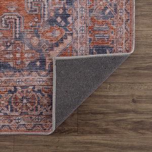 Burnt Orange Taber Medallion Washable Runner Rug