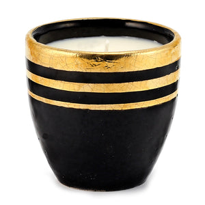 HOLIDAYS DERUTA MILANO: Large Candle Black with Hand Painted Pure Gold Stripes