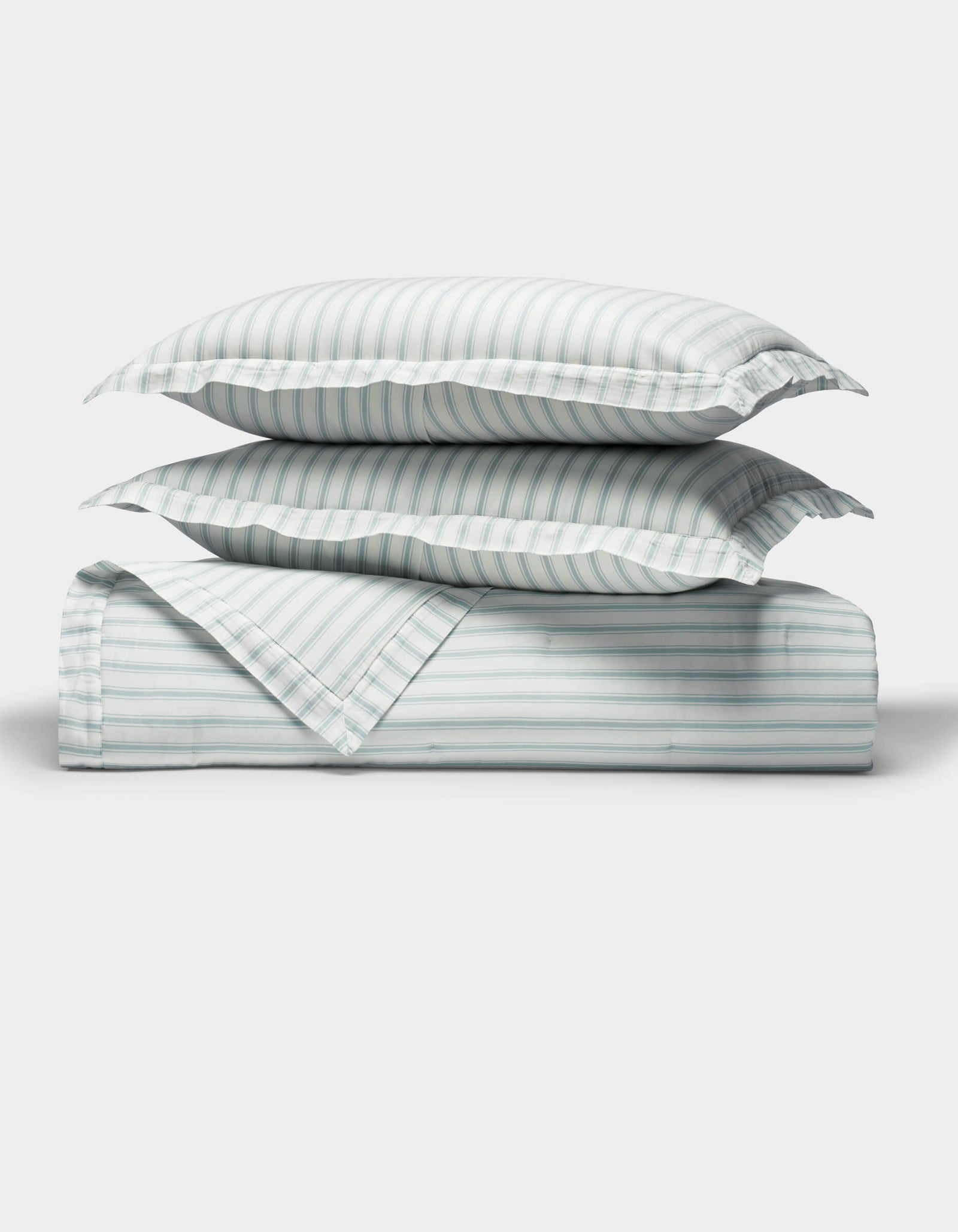 Soft-Wash Cotton Quilt Set - River and Sea Salt Stripe / Twin