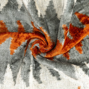 Luxury Handmade Velvet Pillow – Rust & Gray Zigzag, 16x24"