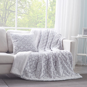 DaDa Bedding Dreamy Milky Way White & Purple Embossed Faux Fur Euro Throw Pillow Cover (M3395)