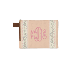 Chinoiserie Stripes Monogram Zipper Pouch