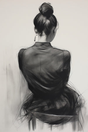 Seated Woman: Charcoal Elegance