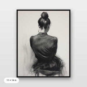 Seated Woman: Charcoal Elegance