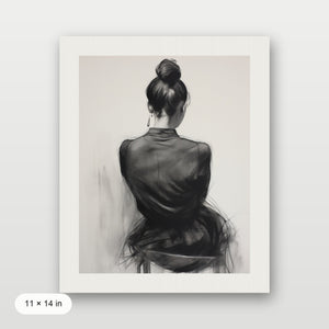 Seated Woman: Charcoal Elegance