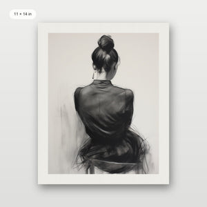 Seated Woman: Charcoal Elegance