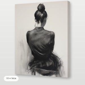 Seated Woman: Charcoal Elegance