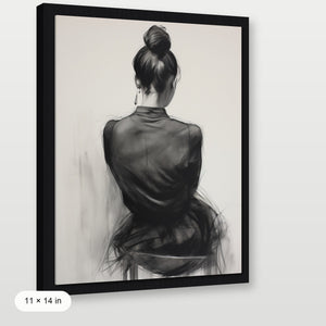 Seated Woman: Charcoal Elegance