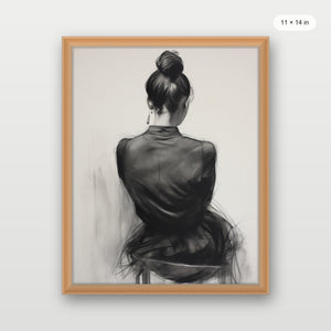 Seated Woman: Charcoal Elegance